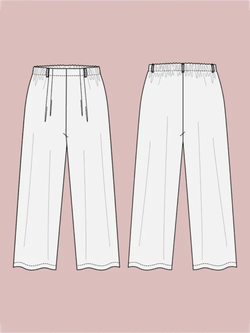 Patron couture pantalon femme Nomad – dessin technique face et dos