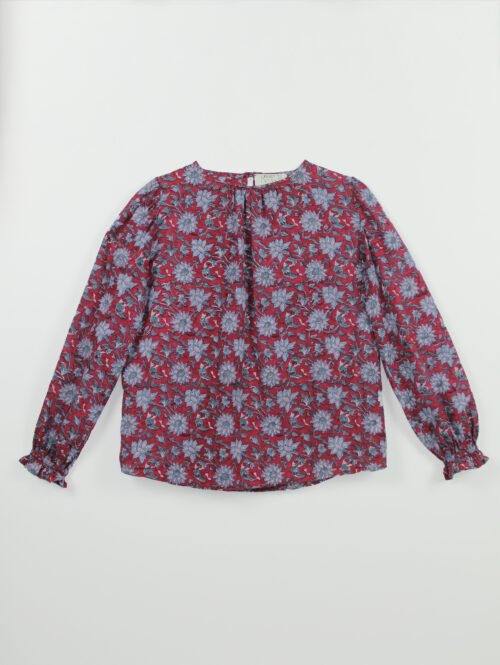 Blouse Ruby à plat vue de face – patron blouse femme à manches ballon
