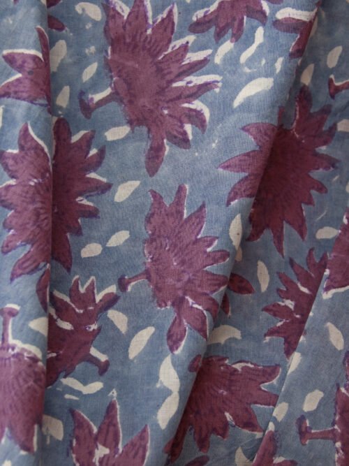 Block Print Indien - Bleu Gris et Lotus Pourpre – Image 3