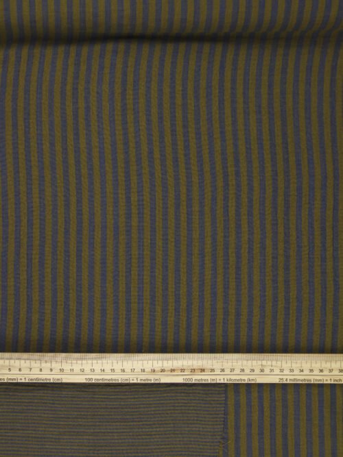 Double gaze rayée Khaki - Bleu Denim – Image 3