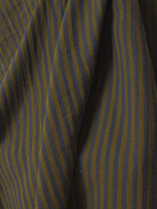 Double gaze rayée Khaki - Bleu Denim – Image 4