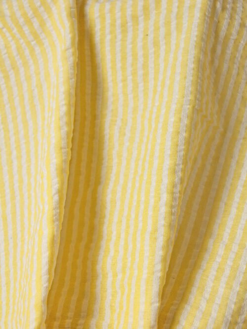 Seersucker rayé jaune et blanc – Image 4