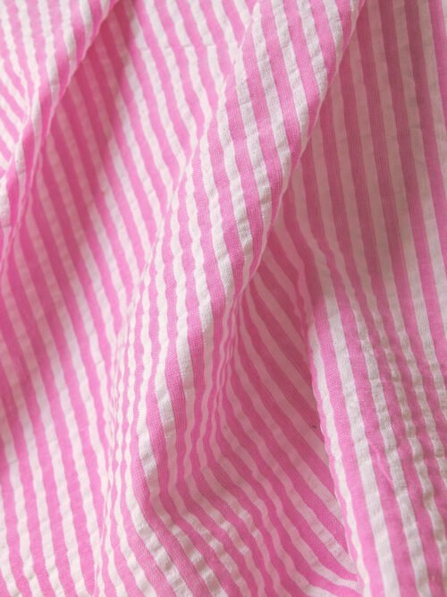 Seersucker - rayures Rose fluo Blanc – Image 3