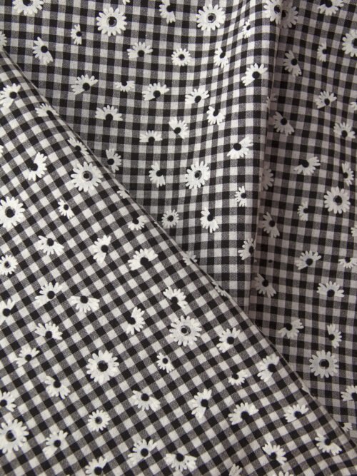 Vichy Noir et Blanc Imprimé Marguerites – Image 3