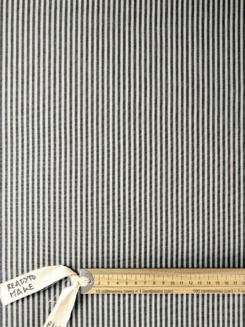 Chambray viscose- rayé Blanc Noir – Image 4