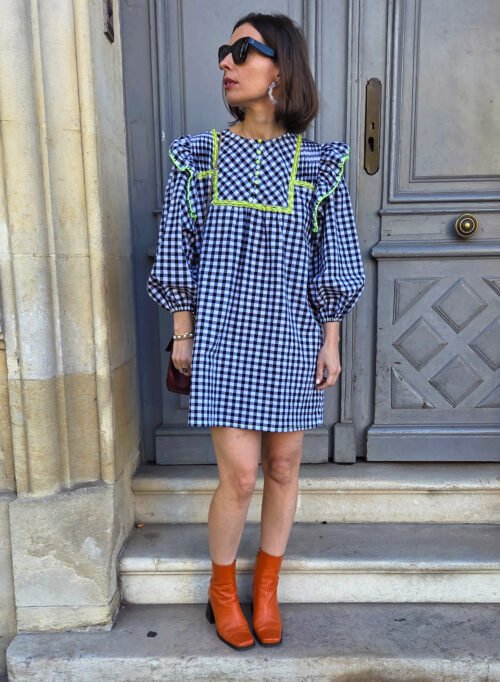 Robe Maggie baby-doll au plastron, style bohème 70 — patron couture robe femme