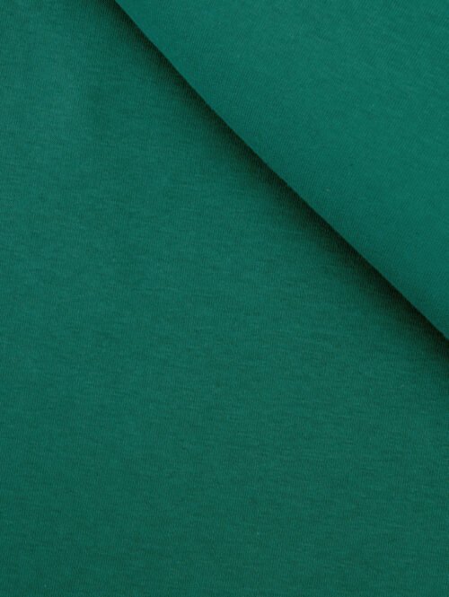 Gros plan du tissu molleton bleu vert sarcelle avec envers gratté, texture sweatshirt douce.
